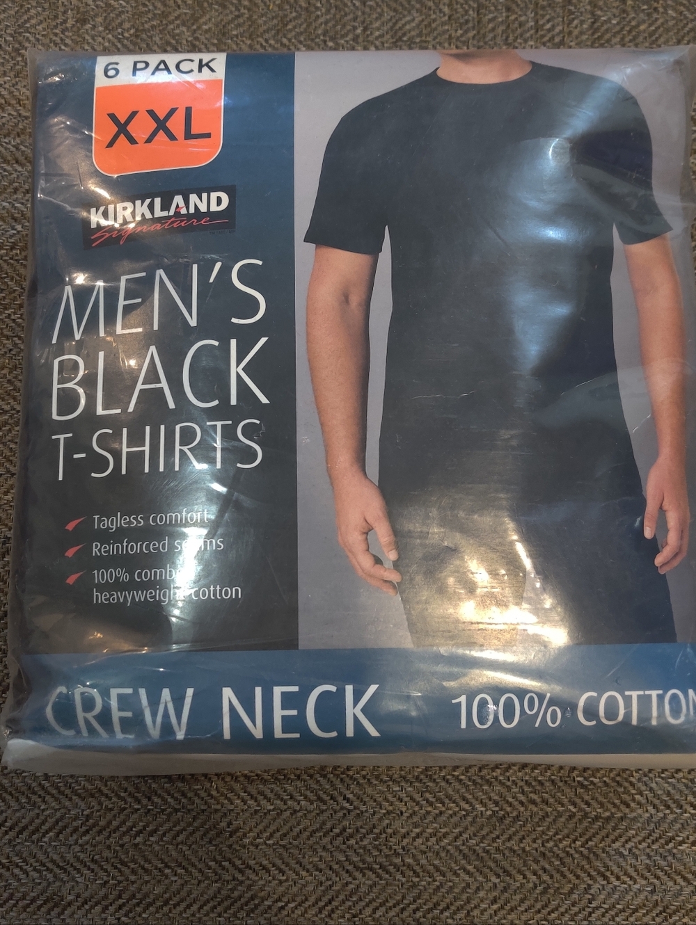 Kirkland Signature Black Men's Crew Neck T-Shirts (6-Pack XXL)